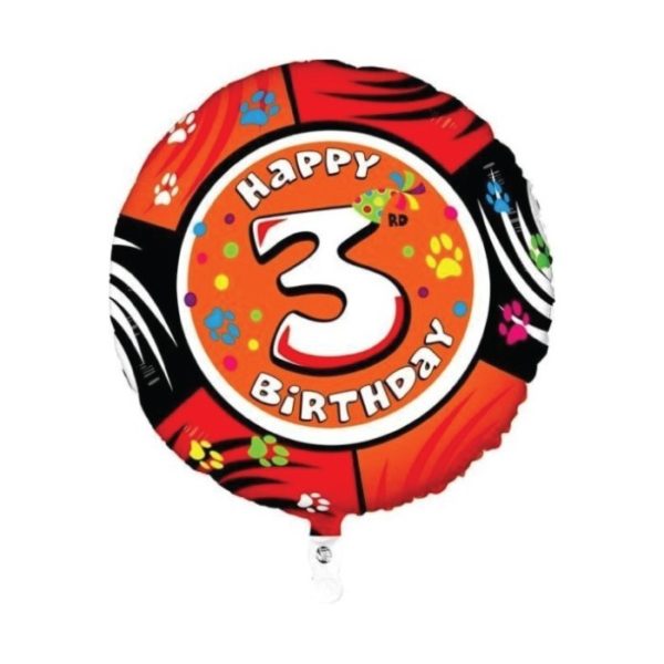 Palloncino mylar numero 3 happy birthday – 45cm – Palloncini On Line