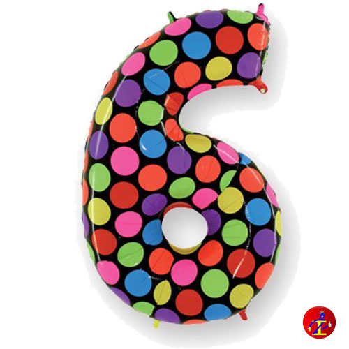 6 – 40cm – numero mylar stampa pois colorati – Palloncini On Line