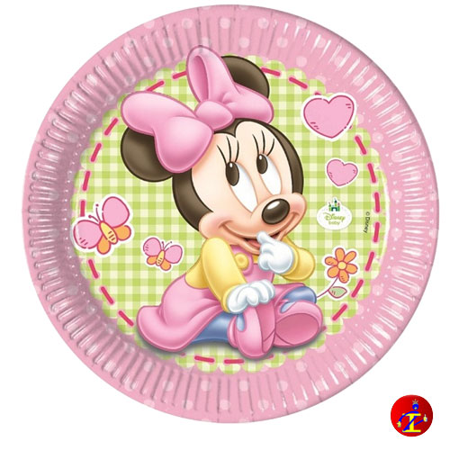 PIATTI 1° COMPLEANNO ROSA 18cm - 8 Pz.