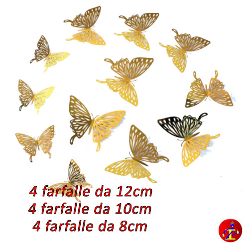 12 FARFALLE ORO DECORATIVE ADESIVE