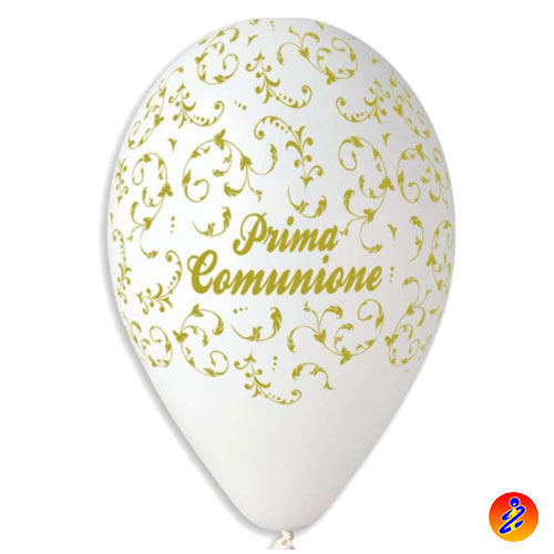 PALLONCINI 30CM - PRIMA COMUNIONE BIANCO E ORO 12 10pz