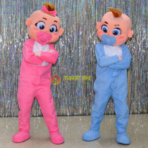 mascotte bimbo e bimba per gender reveal per noleggio eventi nascita e rivelazione del sesso bambino