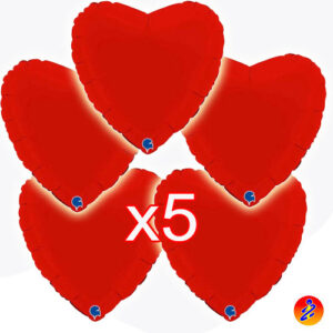 OFFERTA 5 PALLONCINI a forma di cuore-rosso-opaco-grabo