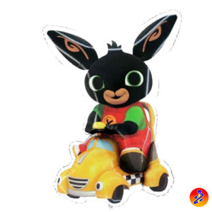 palloncino mylar Bing sul taxi supershape marca grabo dotato di valvola gonfiabile ad aria e a elio. Palloncino bing. Mylar di bing grande.